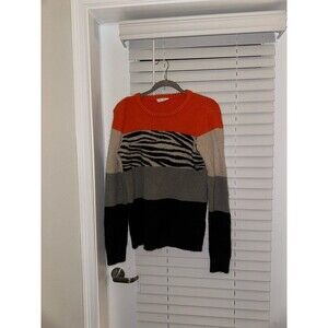 Thml Kelly color bock orange + zebra sweater